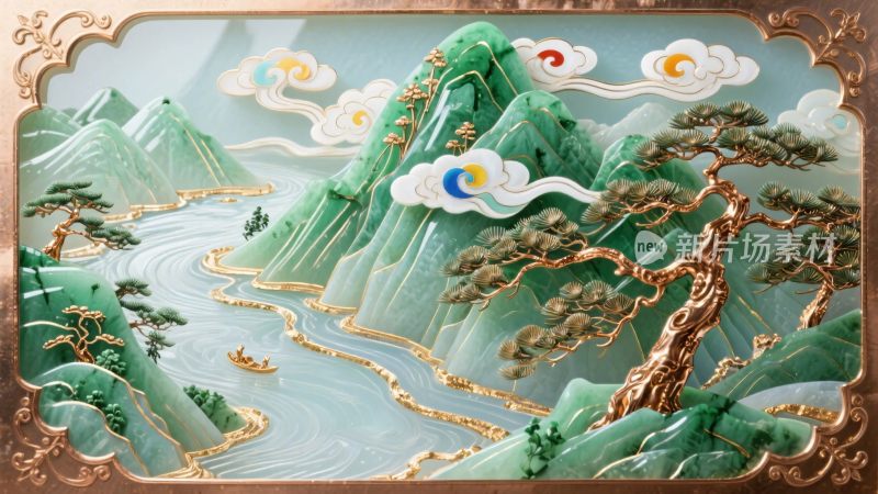 传统山水风景插画