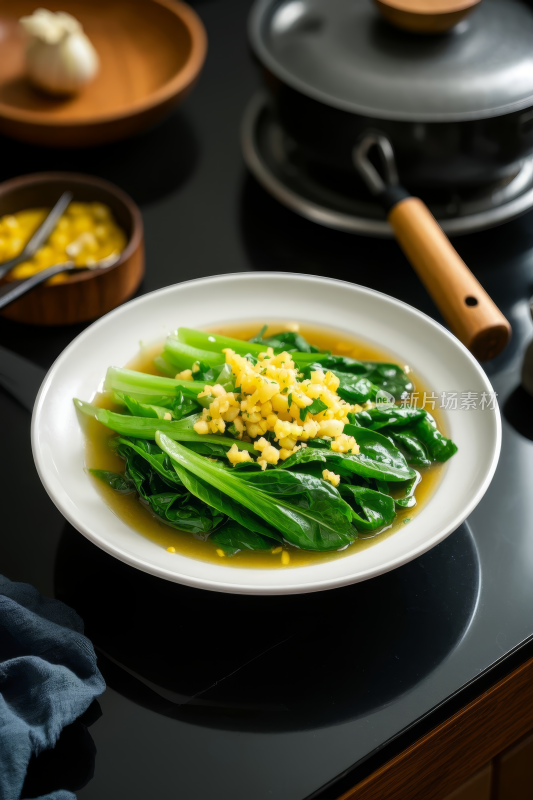 炒油麦菜中国传统经典美食中式家常美味食物