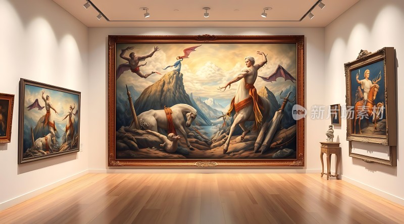 艺术殿堂巨幅画作与精美雕塑共赏
