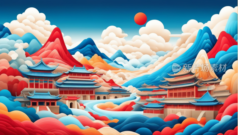 中国画山水画背景