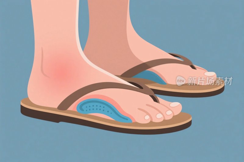 足部支撑拖鞋插画