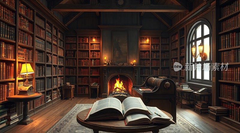 古董书房里的温暖阅读时光