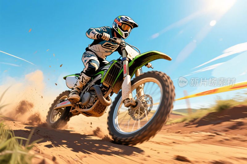 越野摩托车手驰骋赛场