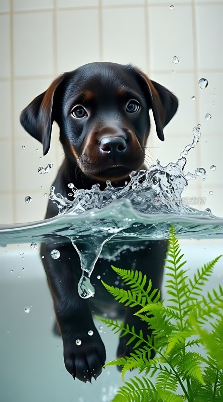 水中小狗探出头