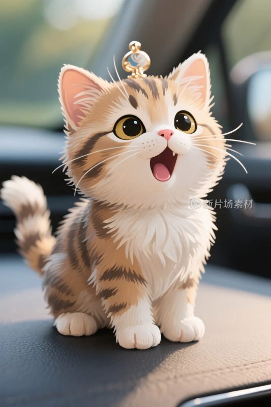可爱小猫在车内