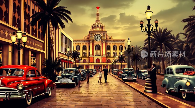 复古都市风情街景