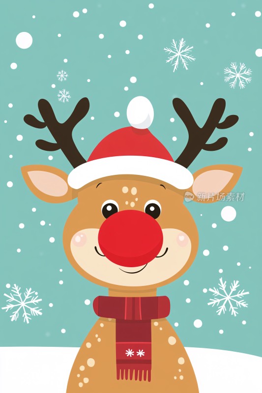 可爱圣诞驯鹿插画