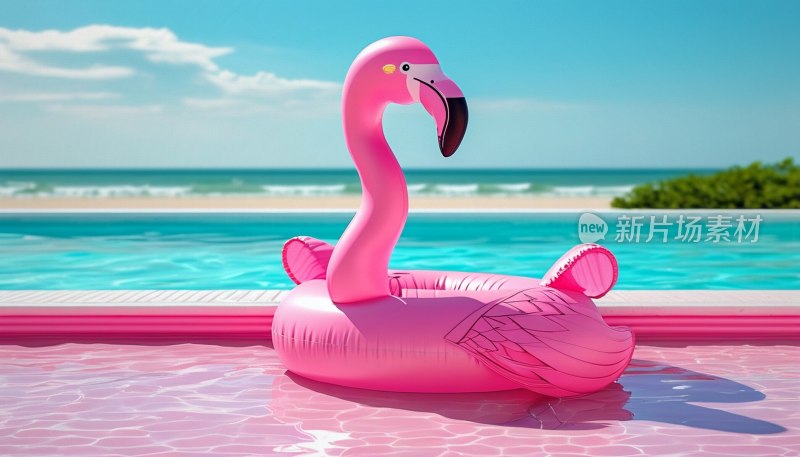 海滩粉色充气火烈鸟