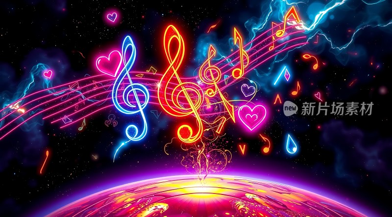 音乐之韵霓虹旋律与宇宙交响