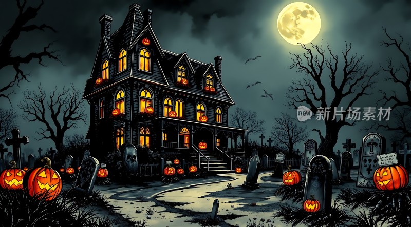 万圣节之夜南瓜灯下的鬼屋之谜