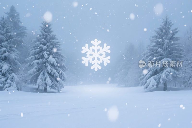 冬日雪景雪树插画