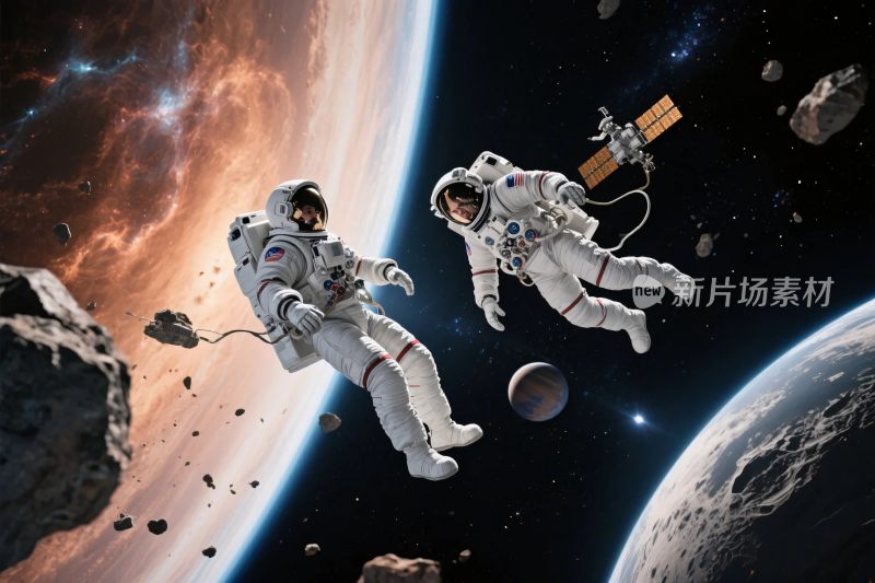 太空宇航员漂浮场景