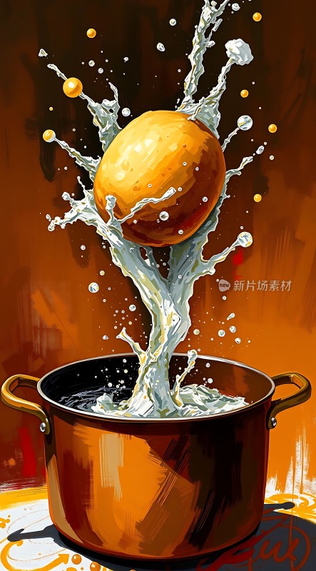 橙子入锅溅起水花