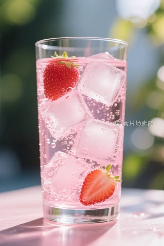 草莓冰饮特写图