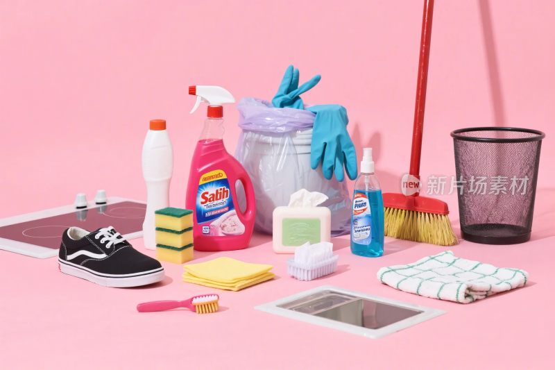 清洁用品组合插画