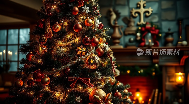 圣诞树下的温馨夜晚