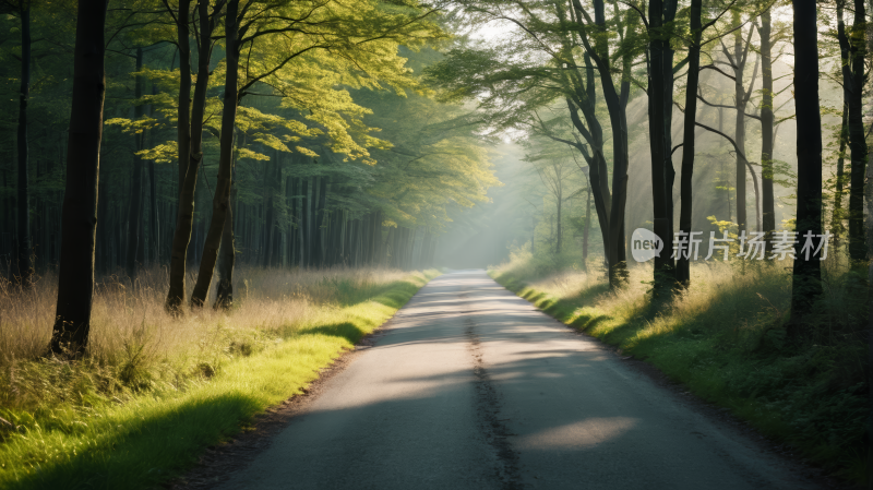 树林里的一条路高清风景图片