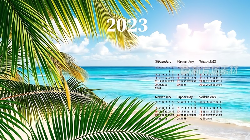 2023年热带海滩日历
