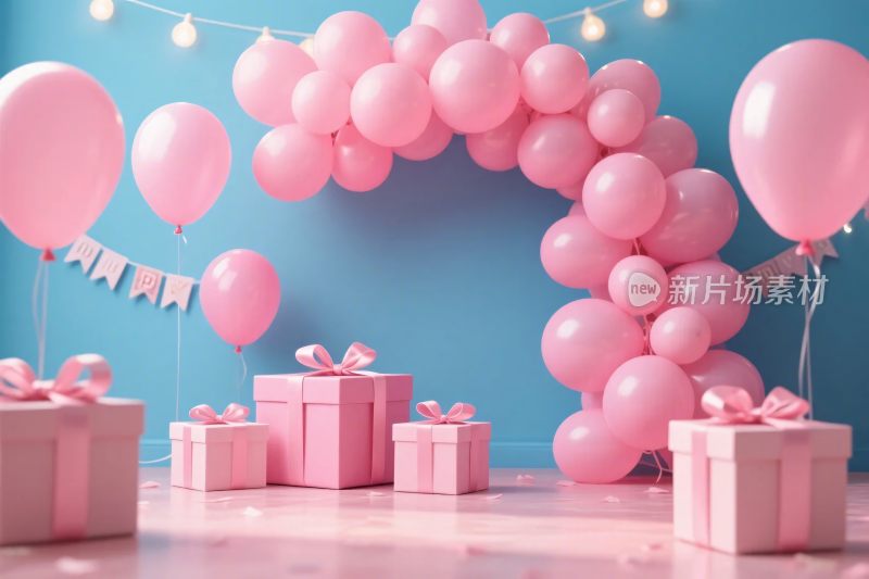 粉色气球派对布置场景