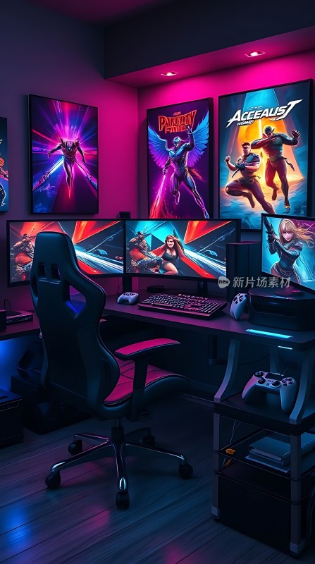 游戏玩家梦幻空间沉浸式体验未来科技与电竞魅力