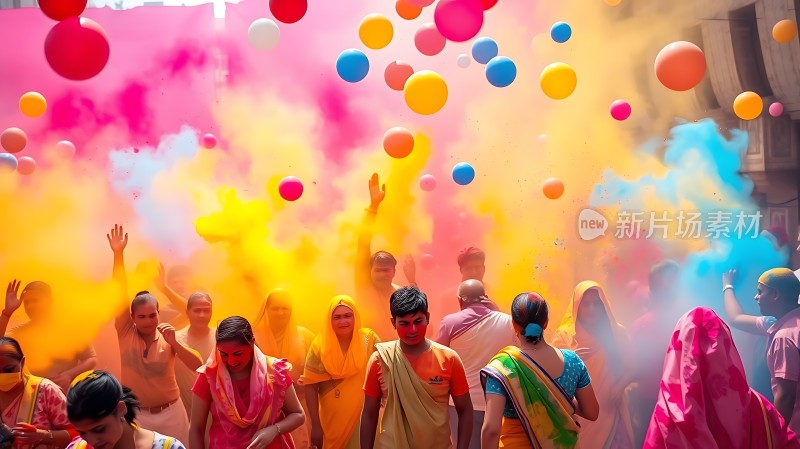 彩色粉末节上的欢乐庆典
