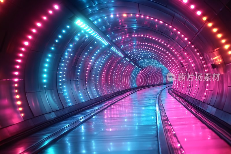 绚丽多彩的灯光隧道