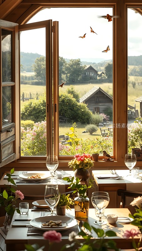 阳光下的乡村田园风光