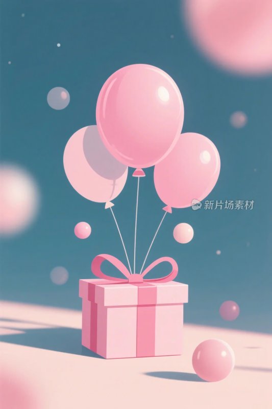 粉色礼盒气球插画