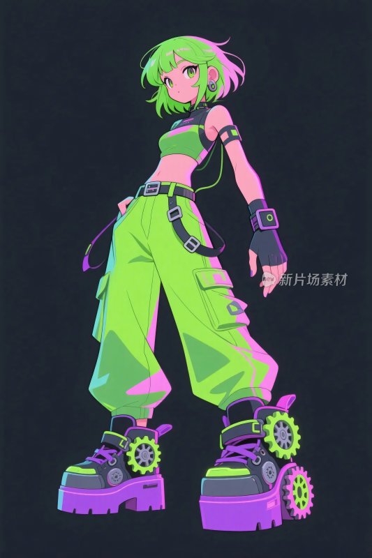 霓虹朋克风动漫角色