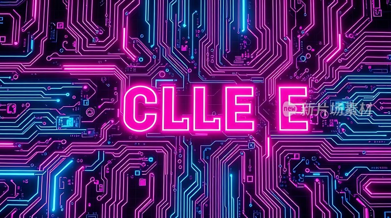 科技电路板上的炫目文字CLLE