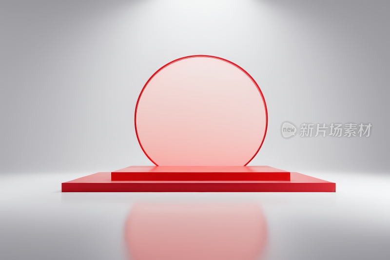 红色讲台白色背景有灯光图片