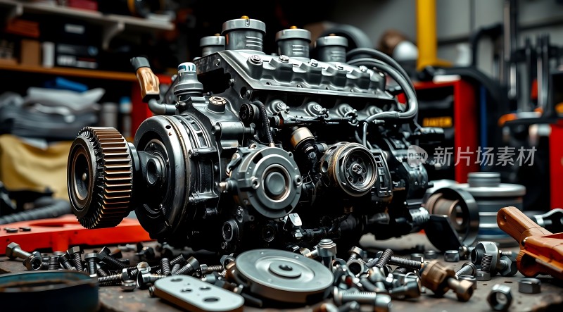 机械之心拆解后的发动机部件展示