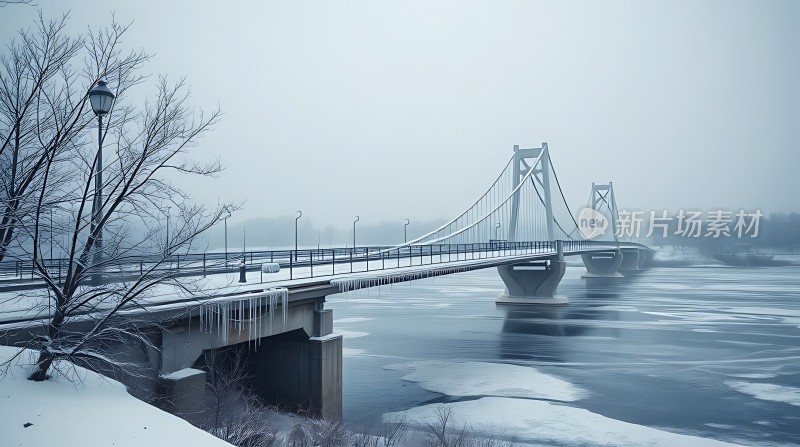 雪中悬索桥