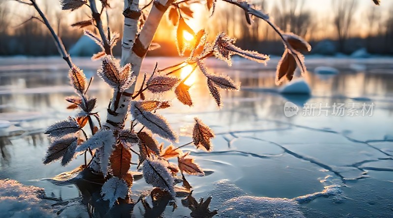 霜叶映日湖畔景