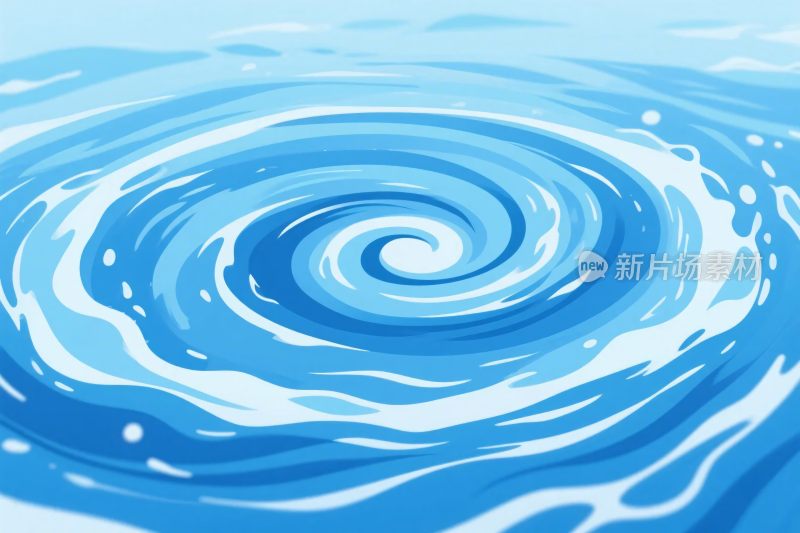 蓝色漩涡水纹插画