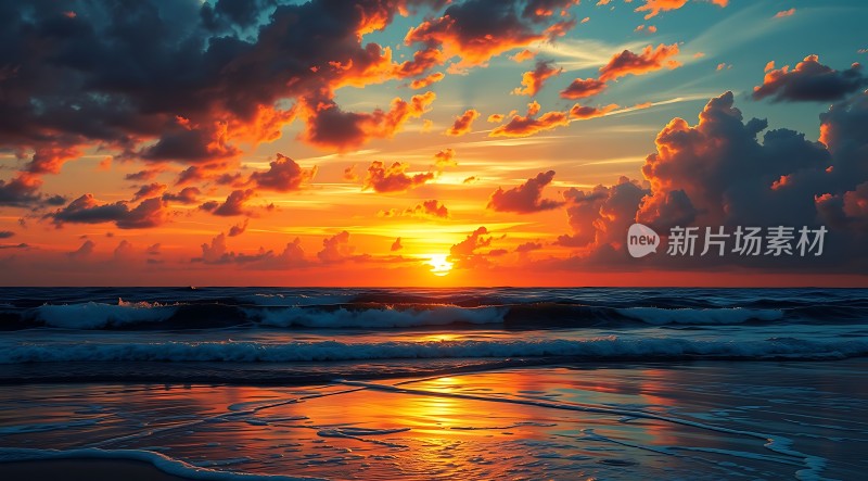 日落时分的海洋与天空
