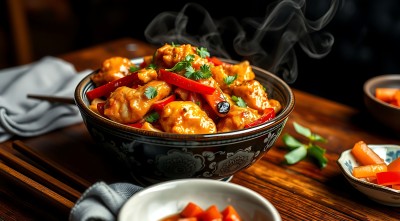 香辣鸡块配香菜 香辣鸡块配香菜