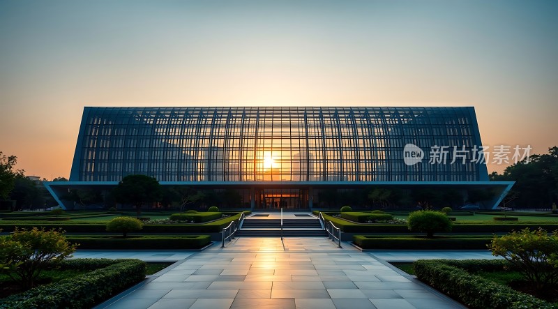 现代建筑日落美景