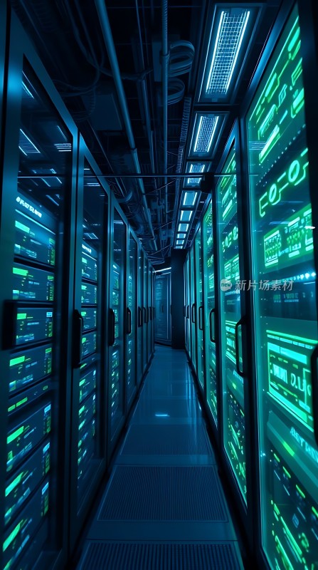 科技感十足的数据中心走廊