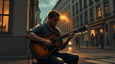 街头吉他手夜色下的旋律 街头吉他手夜色下的旋律