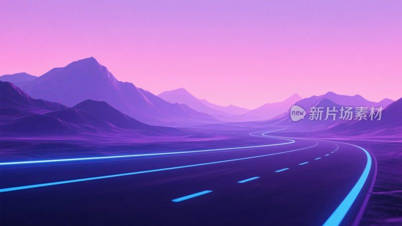 紫色梦幻公路与远山风景