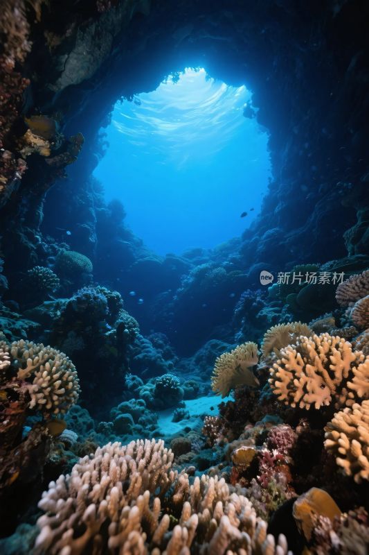 海底珊瑚海洞景观