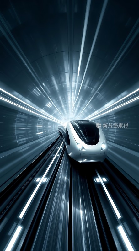 未来科技高速列车隧道疾驰