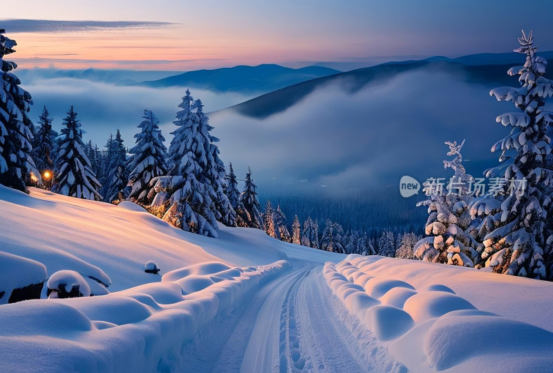 冬天冰雪天空自然风景