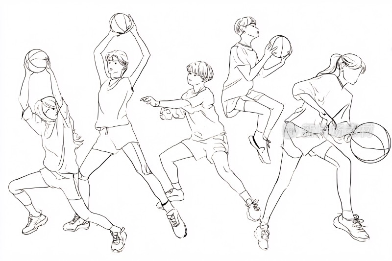 篮球运动姿态插画