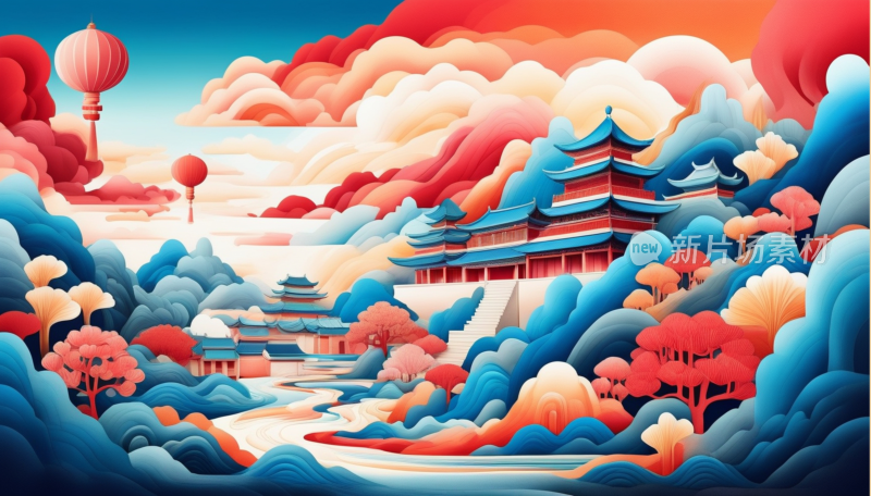 中国画山水画背景