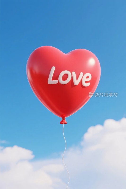 爱心气球与蓝天白云