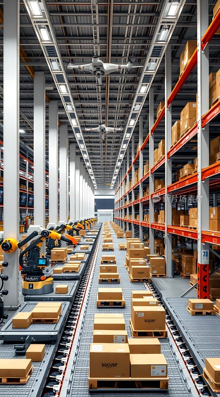 智能物流中心机器人搬运货物高效仓储作业