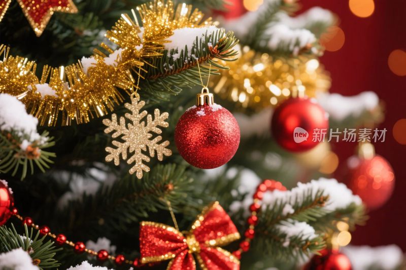 圣诞树装饰特写