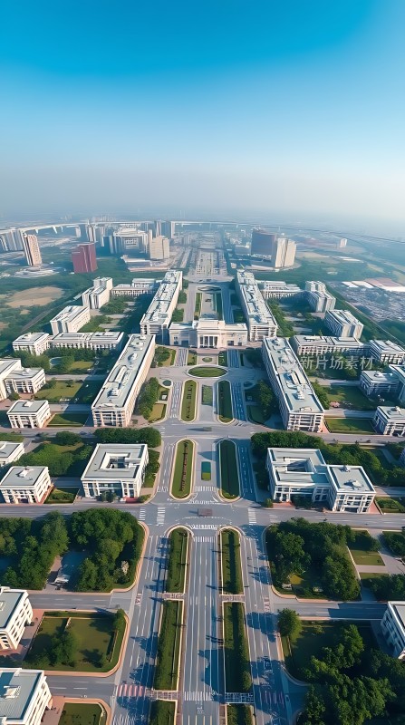 现代都市风光鸟瞰图展现城市建筑与道路布局